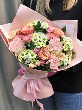 Букет нежные объятья в Козино Одинцовского района Букет цветов из: Гвоздики, Розы и Хризантемы в Козино Одинцовского района