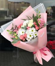 Букет цветов из:  Розы, Лизиантусы и Хризантемы #REPLACE_PRED# Козино Одинцовского района
