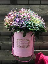 Цветочная композиция из Гипсофила и Розы в шляпной коробке #REPLACE_PRED# Козино Одинцовского района